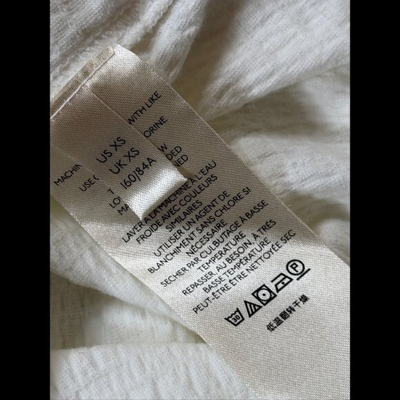 Free People Top XS Womens White Round Neck Cotton Stretch 3/4 Sleeve Crop - Picture 7 of 8